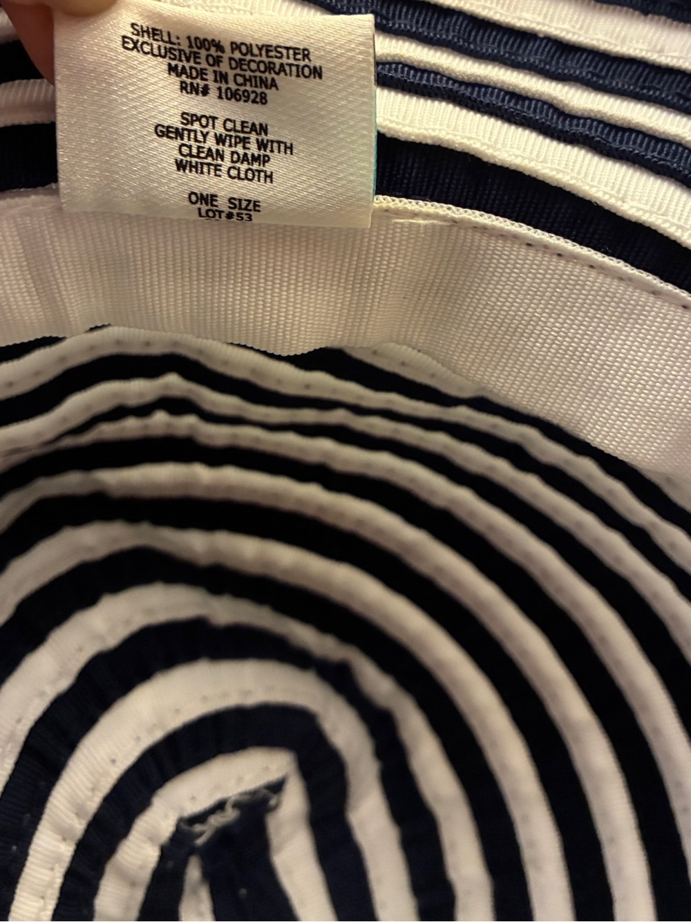 Coolibar Navy and White Striped Sun Hat Adjustable - Picture 3 of 5